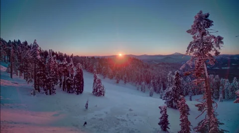 Beautiful high altitude dawn time lapse, sunrise in HDR, Winter Snow Landscape Stock Footage