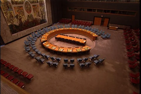 Beautiful high angle WS of the Security Council chamber. Stock-Footage 86753022