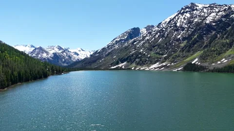 Beautiful high-mountain lakes surrounded by mountains Stock Footage 315865166