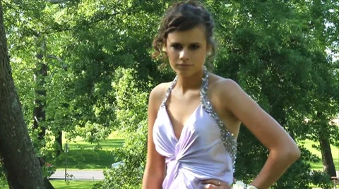 Beautiful high school girl posing outsid... | Stock Video