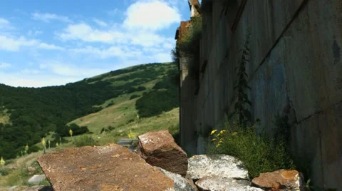 Beautiful Hillside from a Small Hut Stock Footage 53202885