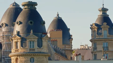 Beautiful historical roofs of Paris.Traditional architecture in the heart of the Stock Footage 320804928