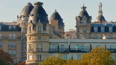 Beautiful historical roofs of Paris.Traditional architecture in the heart of the Stock Footage 320806472
