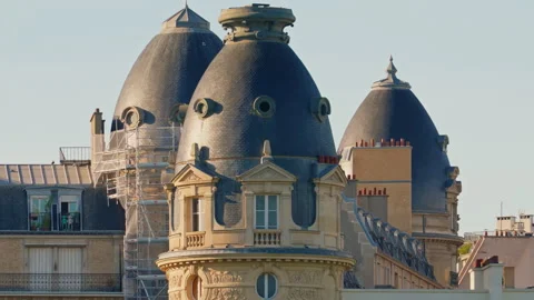 Beautiful historical roofs of Paris.Traditional architecture in the heart of the Stock Footage 321058183