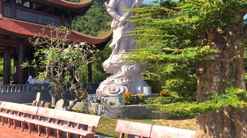 Beautiful Ho Quoc Temple on Phu Quoc Island in Vietnam Stock Footage 123972344