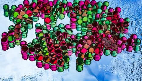 A beautiful horizontal texture of a group of hydrogel balls Stock Photos