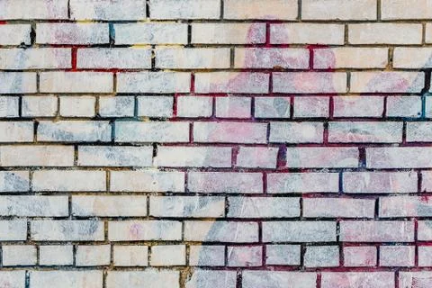 Beautiful horizontal texture of part of an old crashed brick colored wall in 스톡 사진
