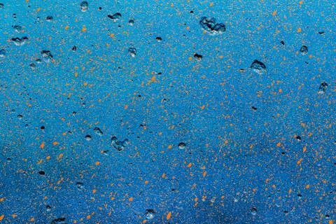 Beautiful horizontal texture of part of old concrete wall painted in blue and Foto stock