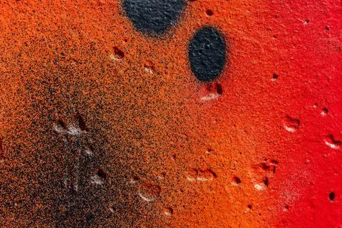 Beautiful horizontal texture of part of old concrete wall painted in orange a Stock Photos
