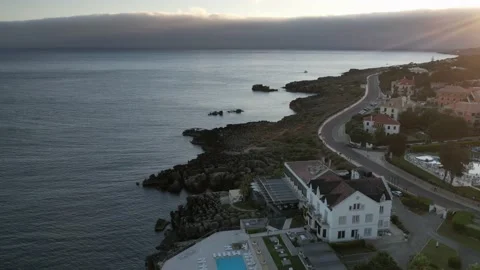 Beautiful hyperlapse drone footage over Santa Marta Lighthouse in Cascais Stock Footage 202744061
