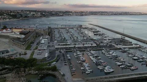 Beautiful hyperlapse drone footage over Santa Marta Lighthouse towards the Stock Footage 202744515