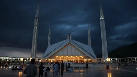 Beautiful Hyperlapse of Faisal Mosque, 20th April, 2023, Islamabad, Pakistan Stock Footage 243019649