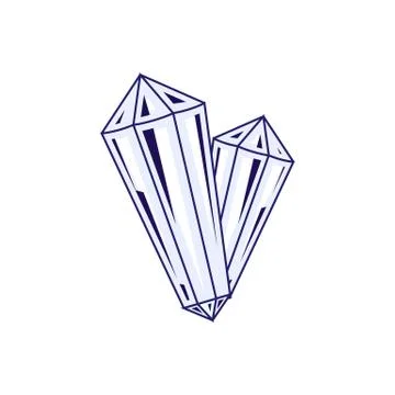 Beautiful ice blue crystal vector illustration isolated on white background. Stock Illustration
