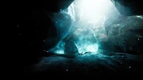 Beautiful ice cave interior at Glacier National Park Stock Illustration