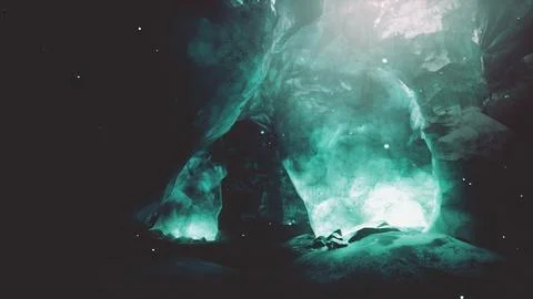 Beautiful ice cave interior at Glacier National Park Stock Illustration