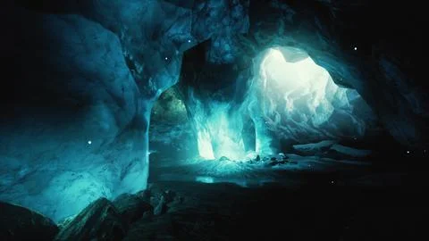 Beautiful ice cave interior at Glacier National Park Stock Illustration