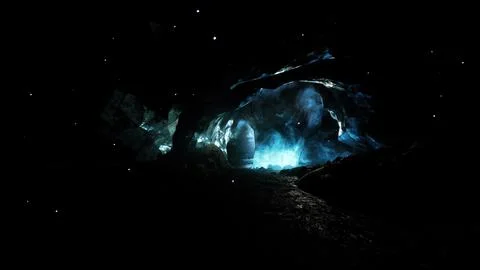Beautiful ice cave interior at Glacier National Park Stock Illustration
