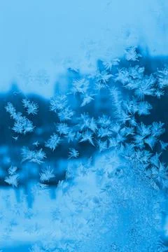 Beautiful ice patterns on winter window Foto stock