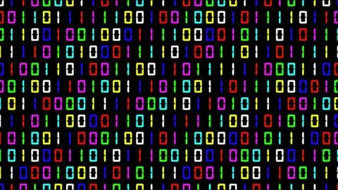 Beautiful illustration of colorful binary digits pattern on back background イラスト素材