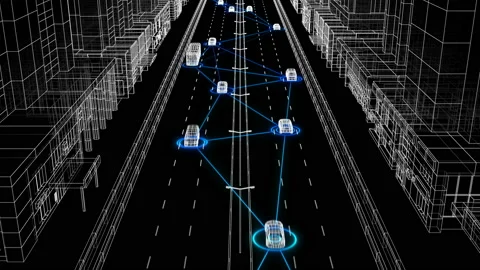 Beautiful Illustration Control System Working on Abstract City Street Connecting Stock Footage 113764284