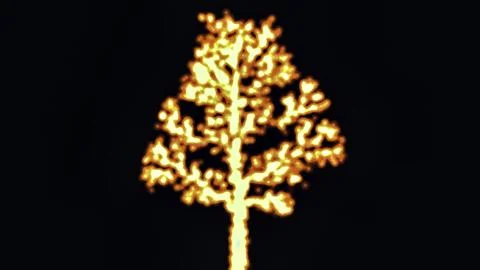 Beautiful illustration of tree shape with fire effect on black background Stock Illustration
