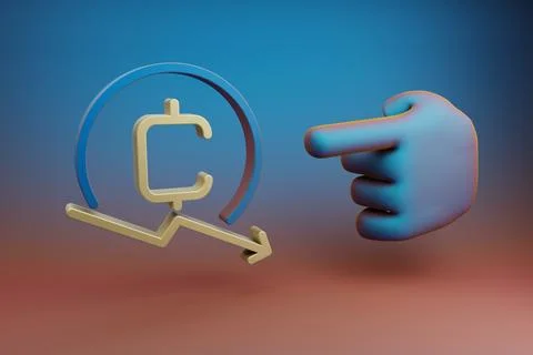 Beautiful illustrations abstract Hand index finger points to Cryptocurrency C Stock Illustration