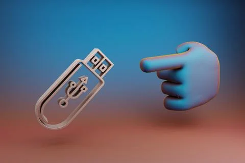 Beautiful illustrations abstract Hand index finger points to Pendrive Device  Stock Illustration