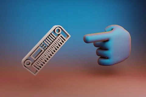 Beautiful illustrations abstract Hand index finger points to Long Synthesizer Illustrazione stock