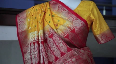 Beautiful Indian silk sari, store, boutique, fashion, tradition, Hindu Stock Footage 46959321