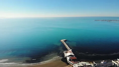 Beautiful Interference Wave Pattern on the Seaside viewed from the bird's Stock Footage 171404654