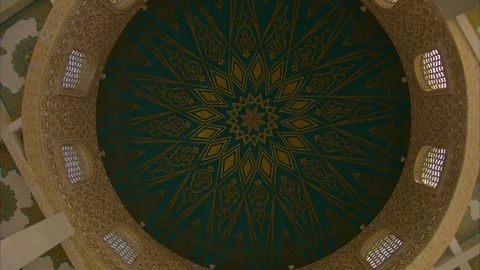 Beautiful interior and ceiling of mosque Stock Footage 88542525