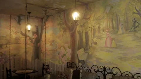 Beautiful interior at cafe Stock Footage 73769840