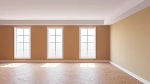 Beautiful Interior Concept of the Empty Beige Room with a White Ceiling and C Stock-Illustration