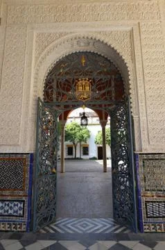 A beautiful interior design of Casa de Pilatos, which is an example of an Ita Stock Photos