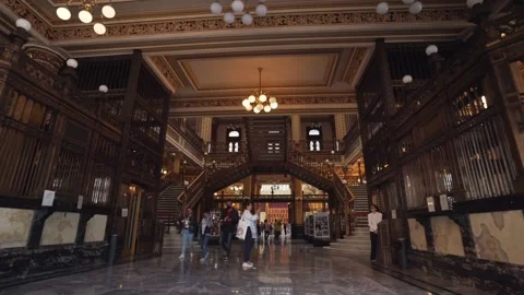 Beautiful interior of a functioning post office and museum in Mexico City. Video stock 234385027