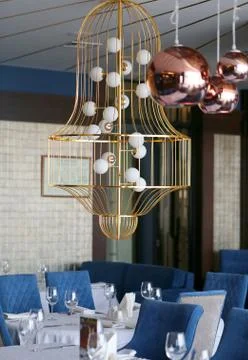 Beautiful interior in the restaurant Stock Photos