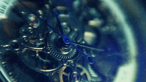 Beautiful internal structure of a skeleton wristwatch where shiny gears, wheels  Stock Footage 330885104