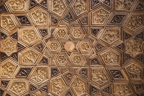 Beautiful islamic mosaic pattern close up in the Museum of Islamic Arts in Cairo Stock Photos