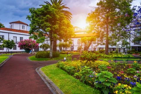 Beautiful Jardim Sena Freita, located in the historic center of Ponta Delgada Stock Photos