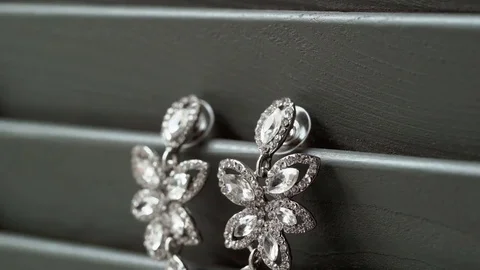 Beautiful jewelry earrings Stock Footage