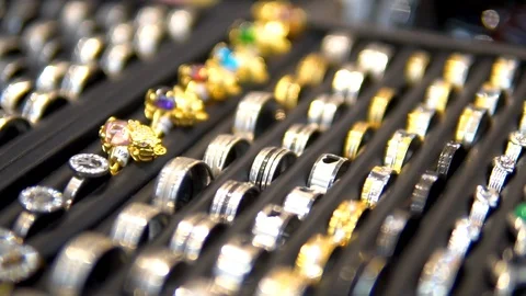 Beautiful jewelry on store Stock Footage 122618921