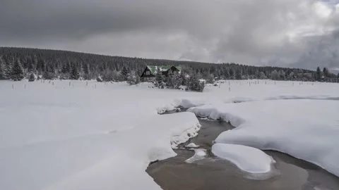 Beautiful Jizera Mountains in winter. Time lapse of the Czech Republic Stock Footage 147509040