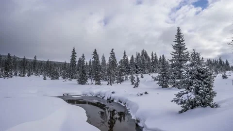 Beautiful Jizera Mountains in winter. Time lapse of the Czech Republic Video stock 147509512