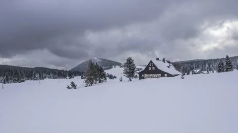 Beautiful Jizera Mountains in winter. Time lapse of the Czech Republic Video stock 147509743