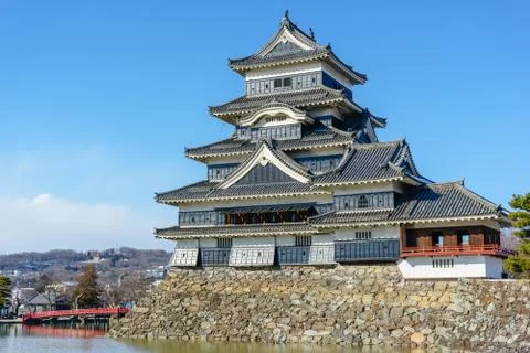 The beautiful keep of Matsumoto castle in winter Stock Photos