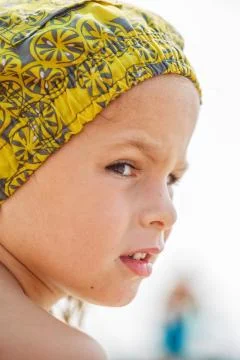 Beautiful kid on the beach Stock Photos