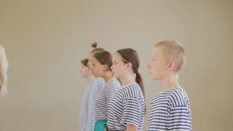 Beautiful kids learn pantomime at pantomime theater. Stock Footage 139117467