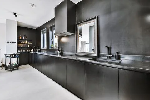 Beautiful kitchen design Stock Photos