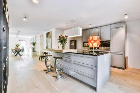Beautiful kitchen design Stock Photos