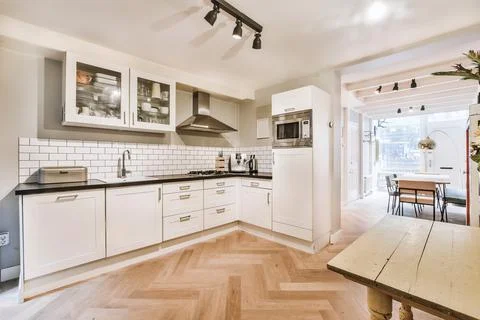 Beautiful kitchen design Stock Photos